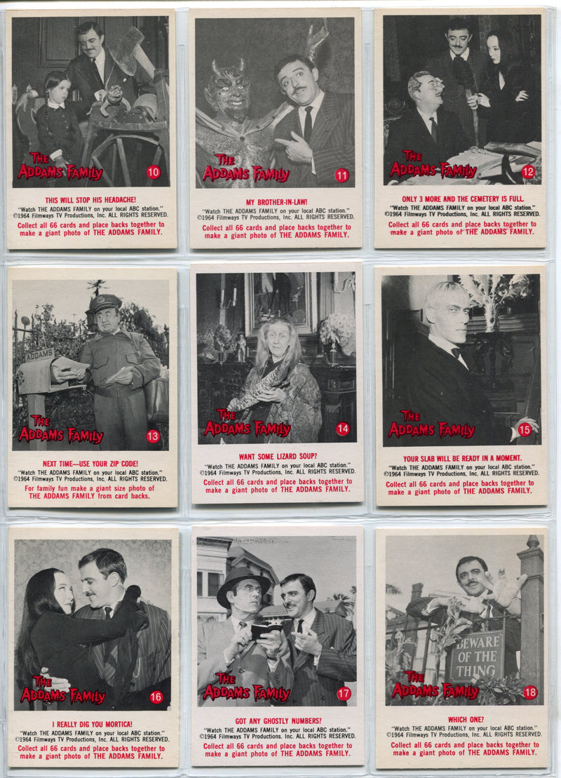 1964 Addams Family TV Show Complete Vintage Trading Card Set 66 Cards Donruss   - TvMovieCards.com