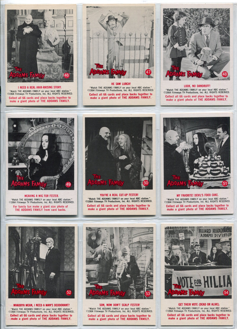 1964 Addams Family TV Show Complete Vintage Trading Card Set 66 Cards Donruss   - TvMovieCards.com