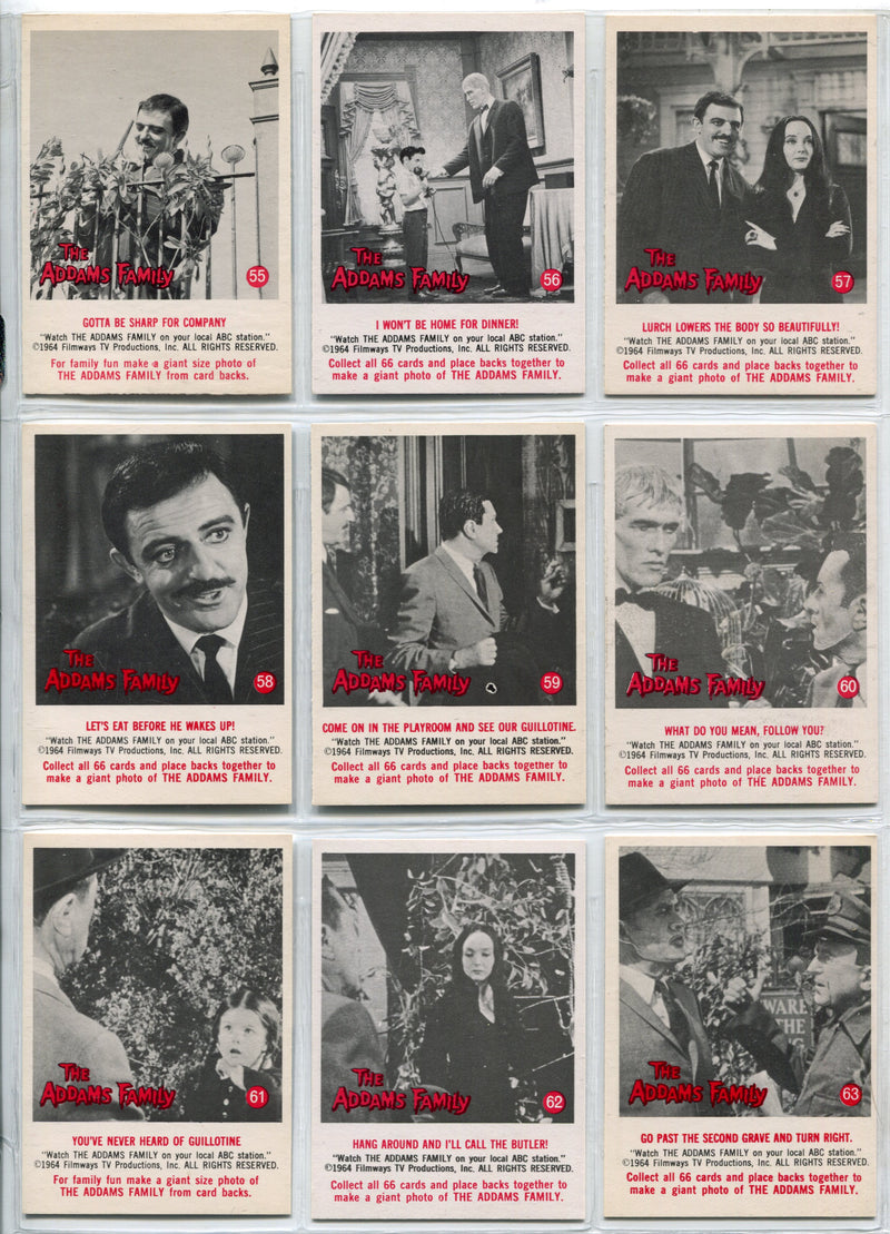 1964 Addams Family TV Show Complete Vintage Trading Card Set 66 Cards Donruss   - TvMovieCards.com