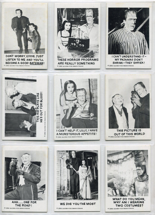 1964 Munsters TV Show Complete Trading Card Set 72 Cards 16 Stickers & Wrapper   - TvMovieCards.com