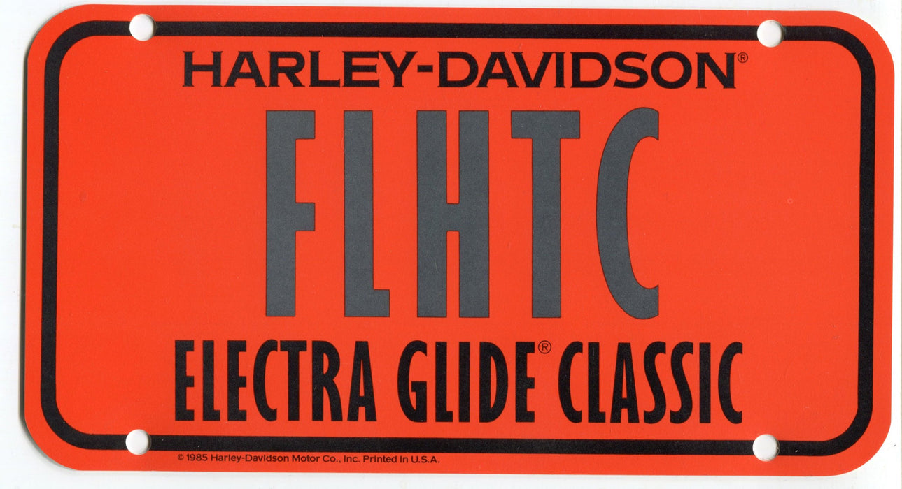 1985 Harley Davidson FLHTC Electra Glide Classic Dealer Showroom License Plate   - TvMovieCards.com