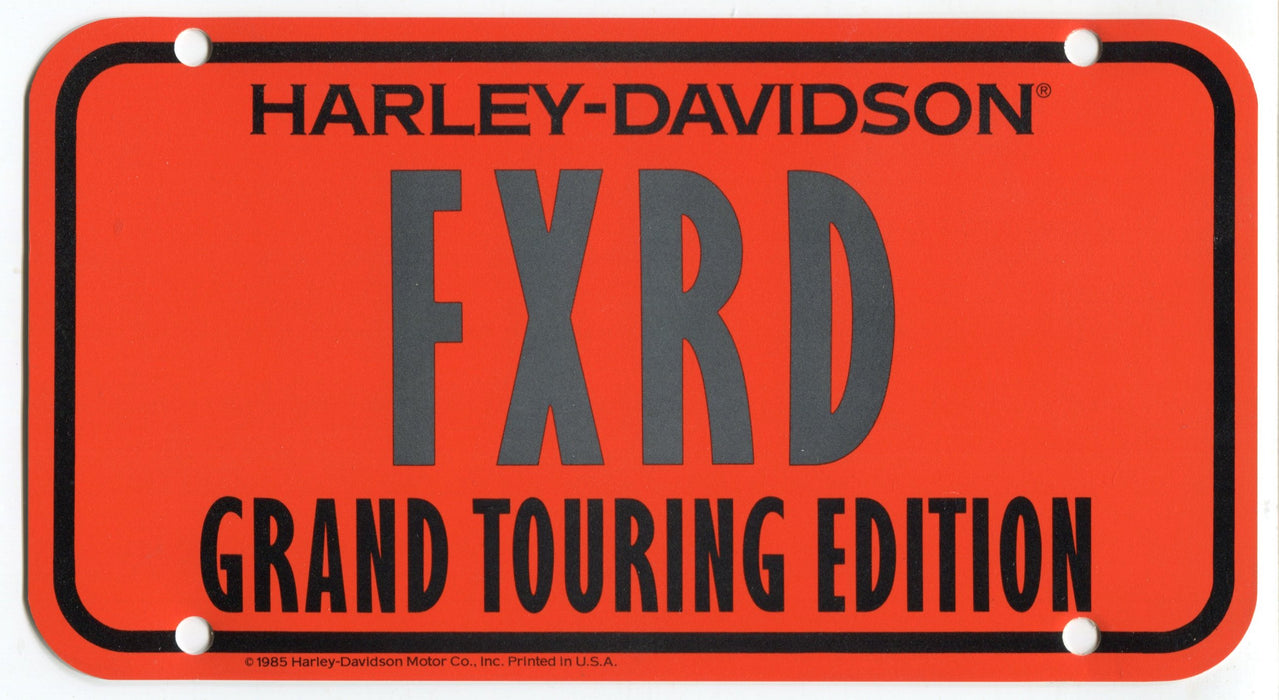 1985 Harley Davidson FXRD Grand Touring Edition Dealer Showroom License Plate   - TvMovieCards.com