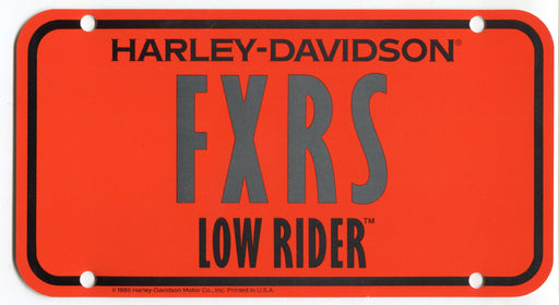 1985 Harley Davidson FXRS Low Rider Dealer Showroom Display License Plate   - TvMovieCards.com