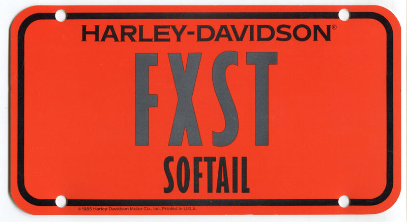 1985 Harley Davidson FXST Softail Dealer Showroom Display License Plate   - TvMovieCards.com