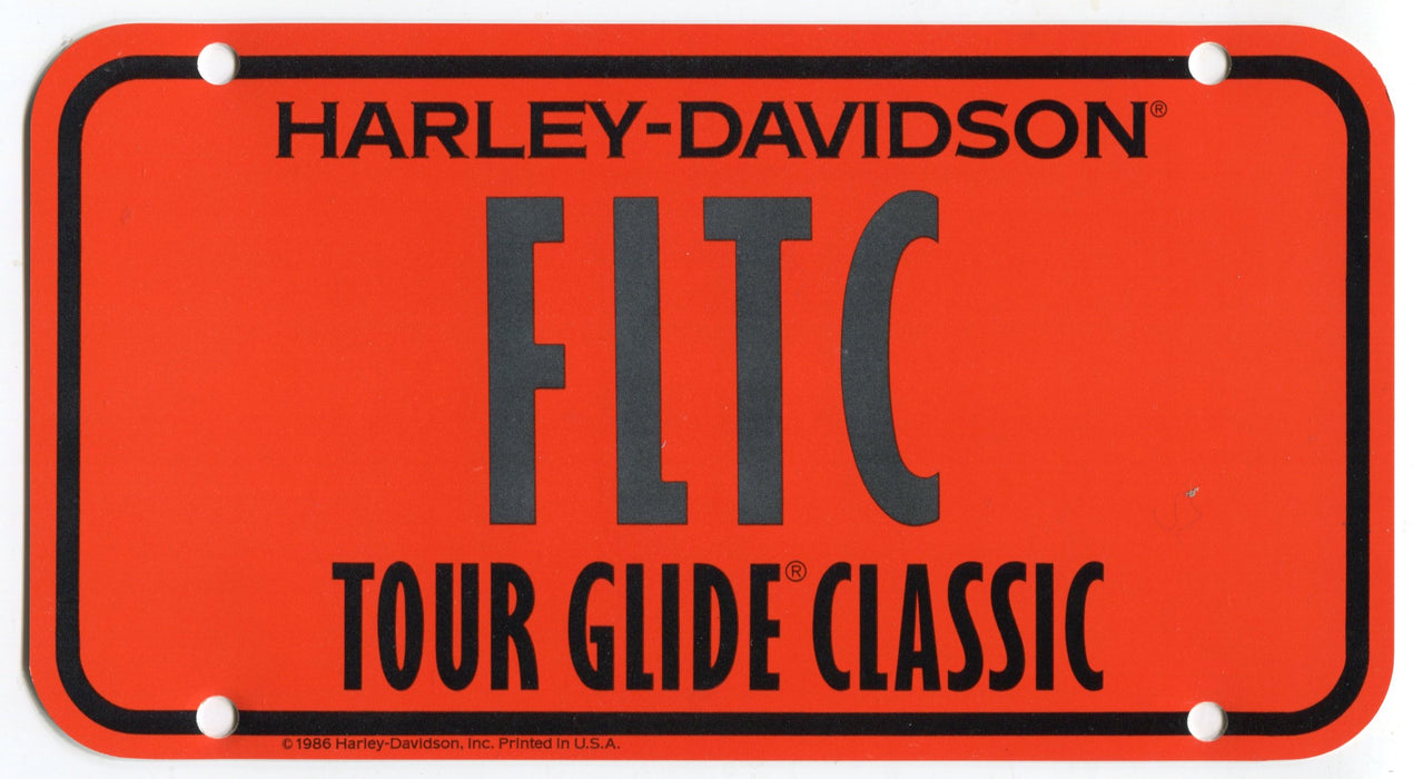 1986 Harley Davidson FLTC Tour Glide Classic Dealer Showroom License Plate   - TvMovieCards.com