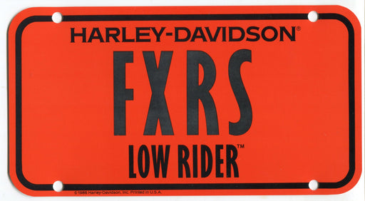 1986 Harley Davidson FXRS Low Rider Dealer Showroom Display License Plate   - TvMovieCards.com