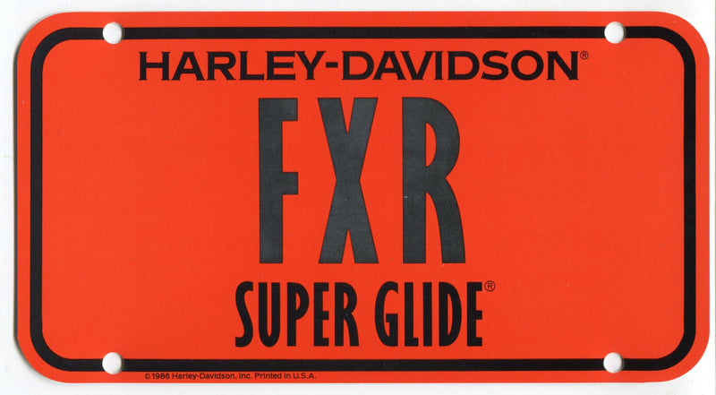 1986 Harley Davidson FXR Super Glide Dealer Showroom Display License Plate   - TvMovieCards.com