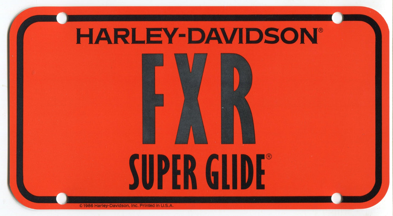 1986 Harley Davidson FXR Super Glide Dealer Showroom Display License Plate   - TvMovieCards.com