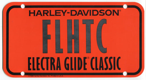 1986 Harley Davidson FLHTC Electra Glide Classic Dealer Showroom License Plate   - TvMovieCards.com