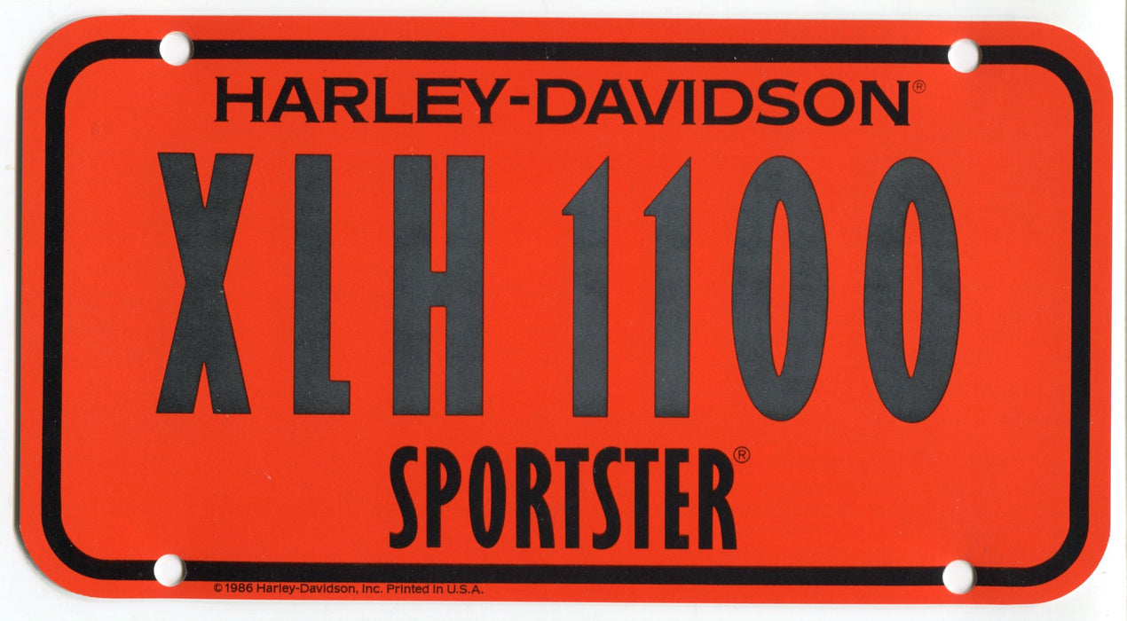 1986 Harley Davidson XLH 1100 Sportster Dealer Showroom Display License Plate   - TvMovieCards.com
