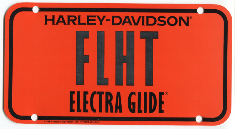 1986 Harley Davidson FLHT Electra Glide Dealer Showroom Display License Plate   - TvMovieCards.com