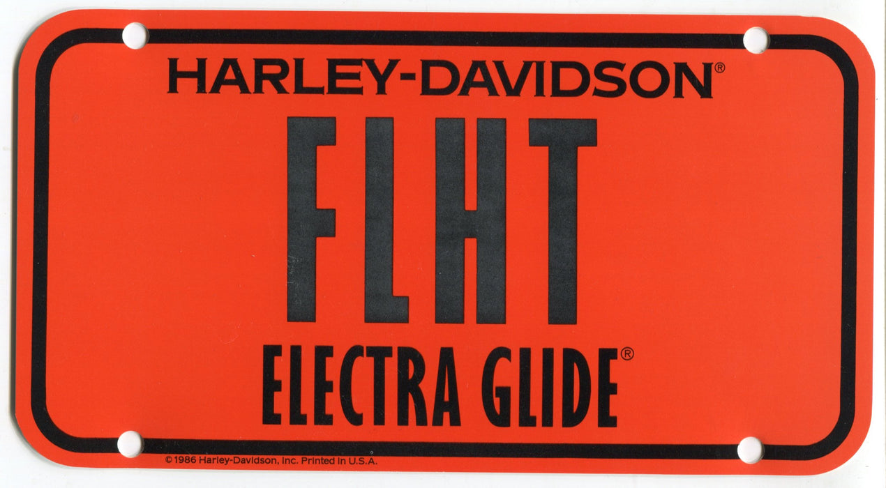 1986 Harley Davidson FLHT Electra Glide Dealer Showroom Display License Plate   - TvMovieCards.com