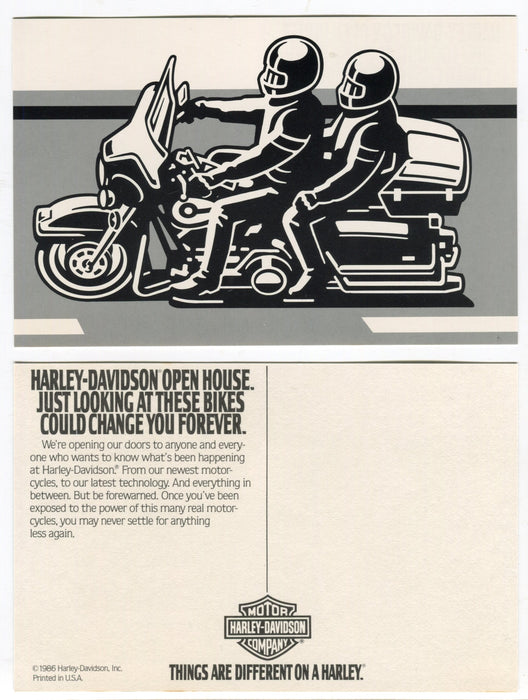 1986 Harley Davidson "Things Are Different On A Harley" Postcard 4x6   - TvMovieCards.com