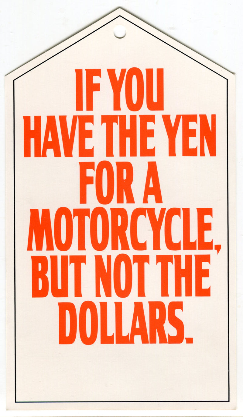 1986 Harley Davidson USED Motorcycles "If You Have The Yen" Dealer Hang Tag NOS   - TvMovieCards.com