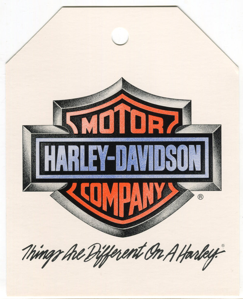 1988 Harley Davidson "Things Are Different On A Harley" Dealer Hang Tag NOS   - TvMovieCards.com