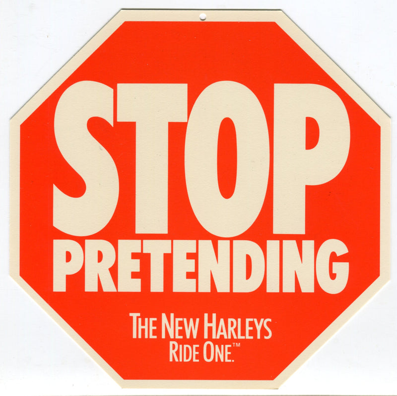 1985 Harley Davidson XLH Sportster 1100 "Stop Pretending" Dealer Hang Tag Displa   - TvMovieCards.com