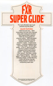 1986 Harley Davidson FXR Super Glide "Things Are Different" Dealer Hang Tag   - TvMovieCards.com