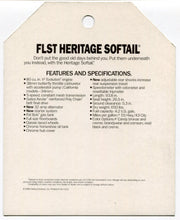1989 Harley Davidson FLST Heritage Softail "Things Are Different Dealer Hang Tag   - TvMovieCards.com