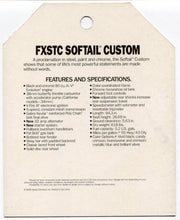 1989 Harley Davidson FXSTC Softail Custom "Things Are Different" Dealer Hang Tag   - TvMovieCards.com