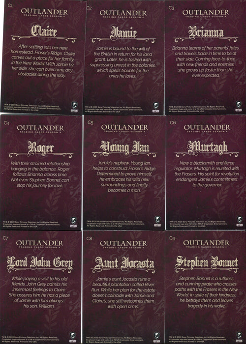 Outlander Season 4 Character Bios Chase Card Set C1-9 Cryptozoic 2020   - TvMovieCards.com