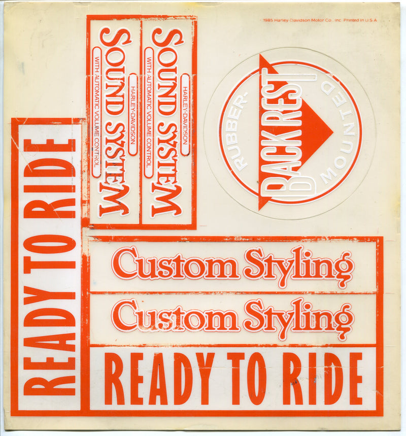 1985 Harley Davidson Dealer Showroom Sticker Decal Pack New Motorcycles NOS   - TvMovieCards.com