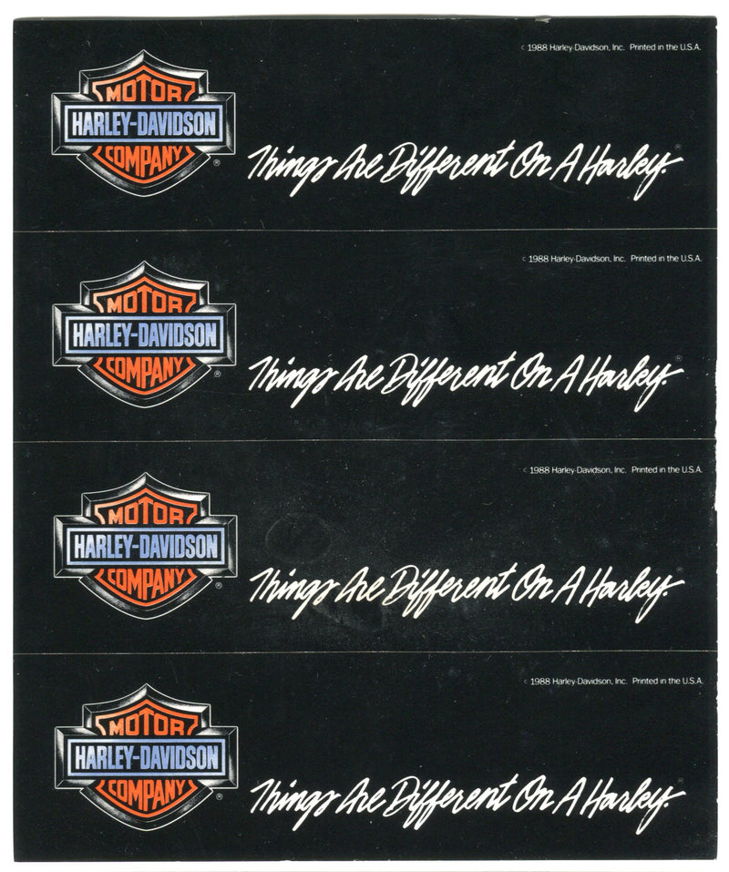 1988 Harley Davidson Dealer Sticker Decal "Things Are Different On A Harley" NOS   - TvMovieCards.com