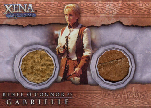 Xena Beauty and Brawn Renee O'Connor as Gabrielle Double Costume Card DC7 Tan   - TvMovieCards.com