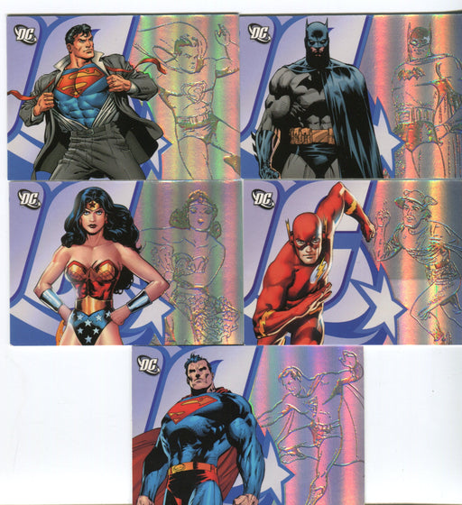 DC Legacy Foil Enhanced Promo Card Set 5 Cards P1 P2 P3 CP1 SD07  DC Comics   - TvMovieCards.com