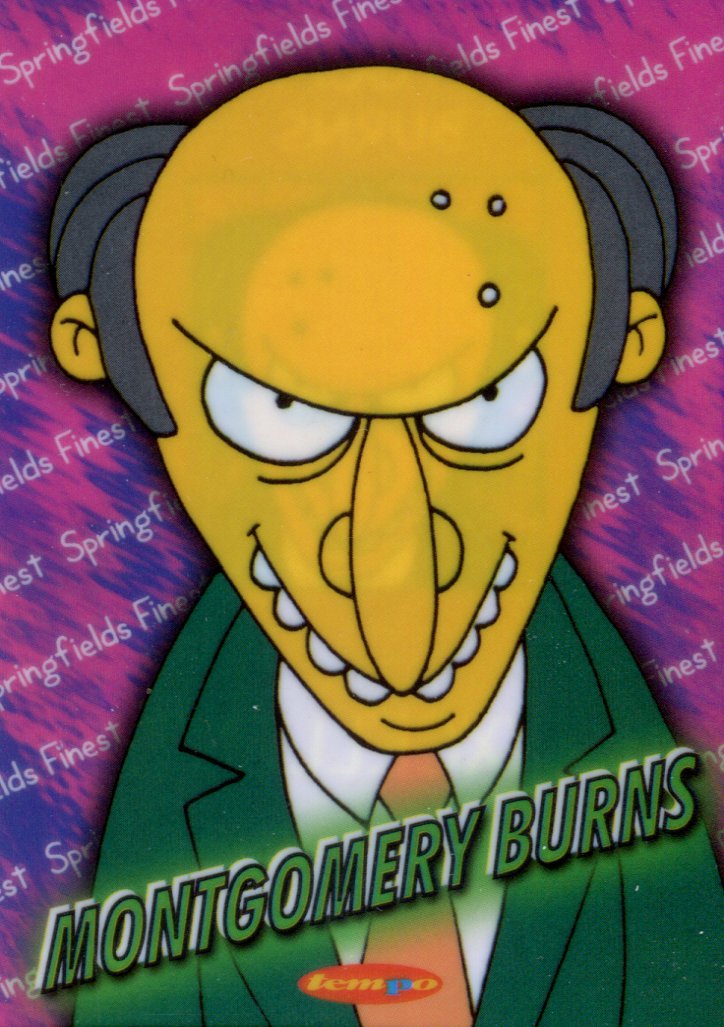 1996 The Simpsons Down Under Springfield's Finest Montgomery Burns Chase Card SF - TvMovieCards.com