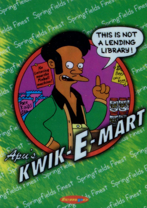 1996 The Simpsons Down Under Springfield's Finest Apu's Kwik E Mart Chase Card SF1   - TvMovieCards.com