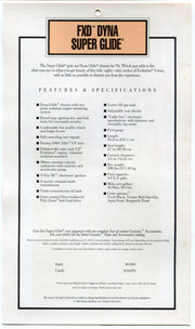 1995 Harley Davidson FXD Dyna Super Glide Dealer Showroom Hang Tag   - TvMovieCards.com