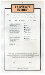 1995 Harley Davidson XLH Sportster 883 Deluxe Dealer Showroom Hang Tag   - TvMovieCards.com
