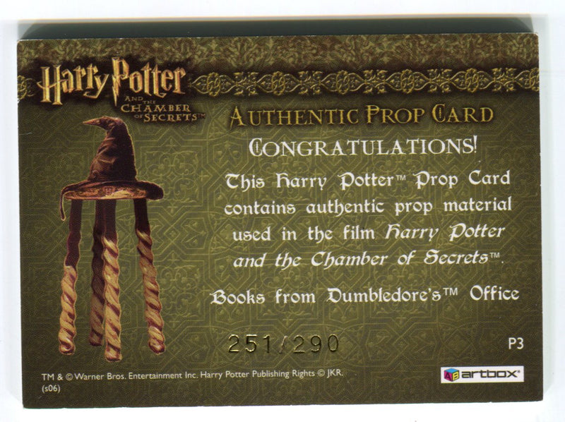 Harry Potter Chamber Secrets Books Dumbledore's Office Prop Card HP P3 #251/290   - TvMovieCards.com