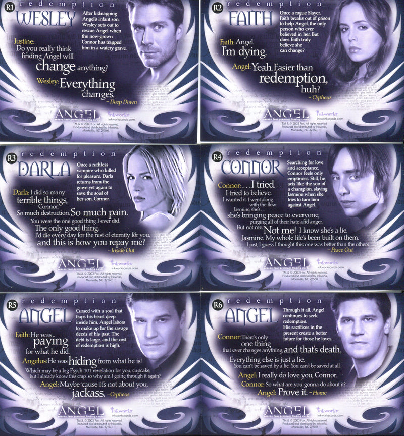 Anger Season 4 Redemption Foil Embossed Chase Card Set R1 thru R6   - TvMovieCards.com