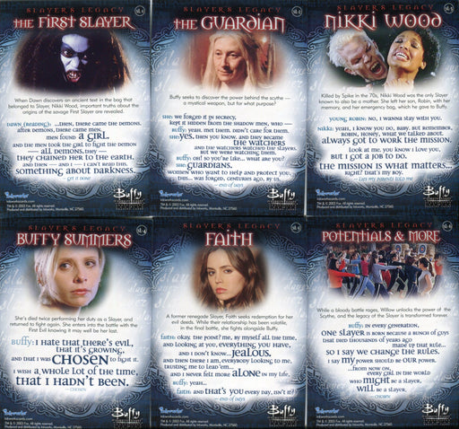 Buffy The Vampire Slayer Season 7 Slayer Legacy Foil Chase Card Set SL1-6 - TvMovieCards.com