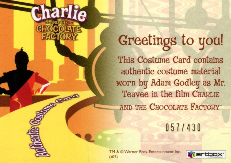 Charlie & Chocolate Factory Adam Godley as Mr. Teavee Costume Card #057/430   - TvMovieCards.com