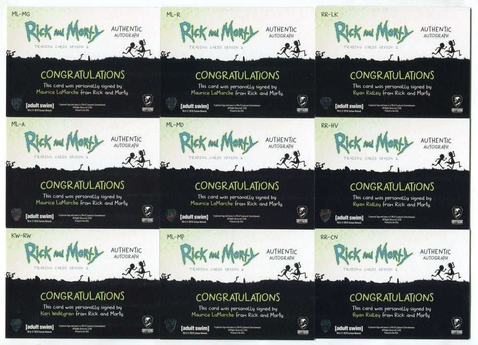 2019 Rick and Morty Season 2 Complete (58) Autograph Card Set - Justin Roiland   - TvMovieCards.com