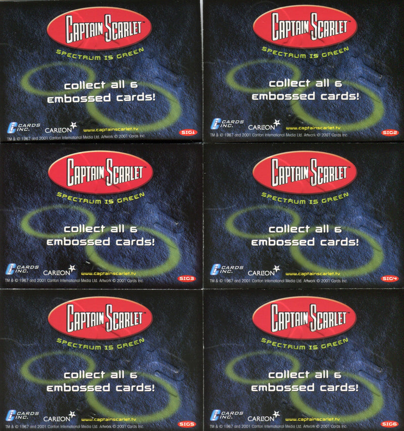 Captain Scarlet SIG Embossed Chase Card Set 6 Cards SIG1 - SIG6 Cards Inc. 2001/ - TvMovieCards.com