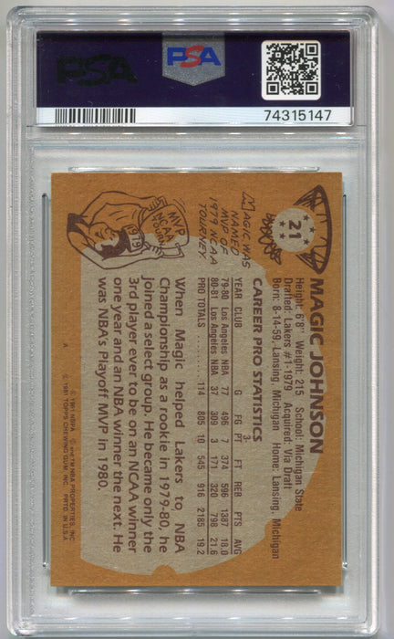 1981 Topps Basketball Magic Johnson #21 Trading Card LA Lakers PSA 8 MN   - TvMovieCards.com