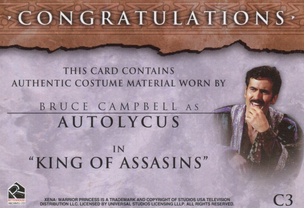 Xena Beauty and Brawn Bruce Campbell as Autolycus Costume Card C3 Green   - TvMovieCards.com