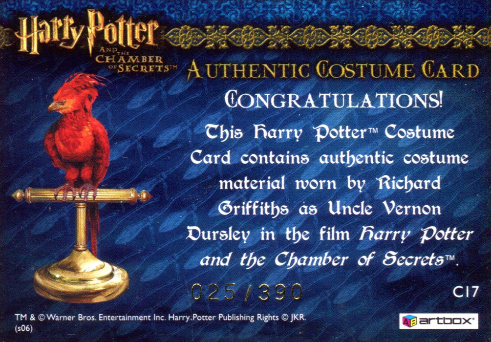 Harry Potter Chamber of Secrets Uncle Vernon's Suit Costume Card HP C17 025/390   - TvMovieCards.com