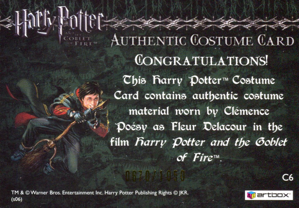 Harry Potter Goblet Fire Update Fleur Delacour Costume Card HP C6 #0670/1050   - TvMovieCards.com