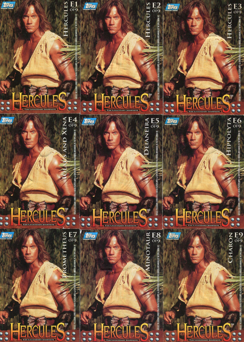 Hercules The Legendary Journeys Embossed Chase Card Set E1 thru E9 Topps 1996   - TvMovieCards.com