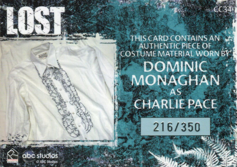Lost Relics Dominic Monaghan as Charlie Pace Relic Costume Card CC34 #216/350   - TvMovieCards.com