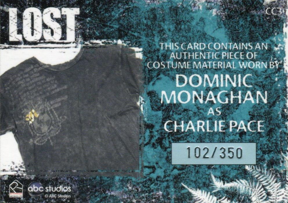 Lost Relics Dominic Monaghan as Charlie Pace Relic Costume Card CC3 #102/350   - TvMovieCards.com