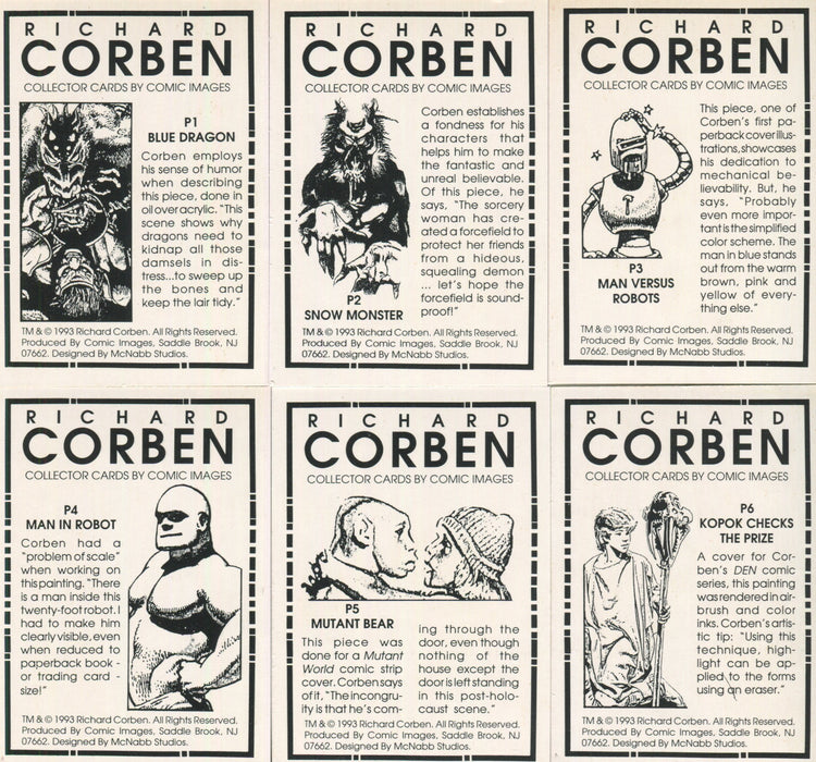 Corben Richard Prism Chase Card Set P1 - P6 Comic Images 1993   - TvMovieCards.com