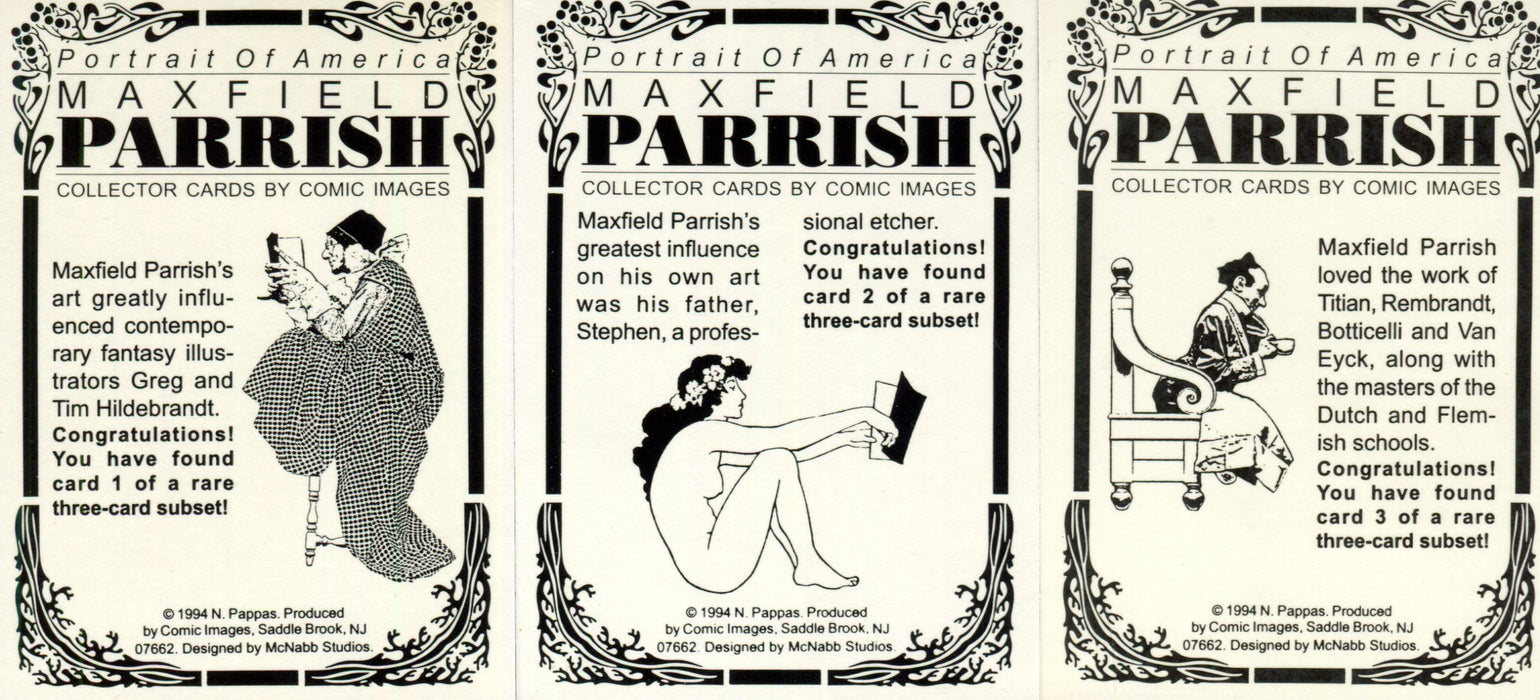 Parrish Maxfield Portrait of America Chase Card Set 3 Cards Comic Images 1994   - TvMovieCards.com