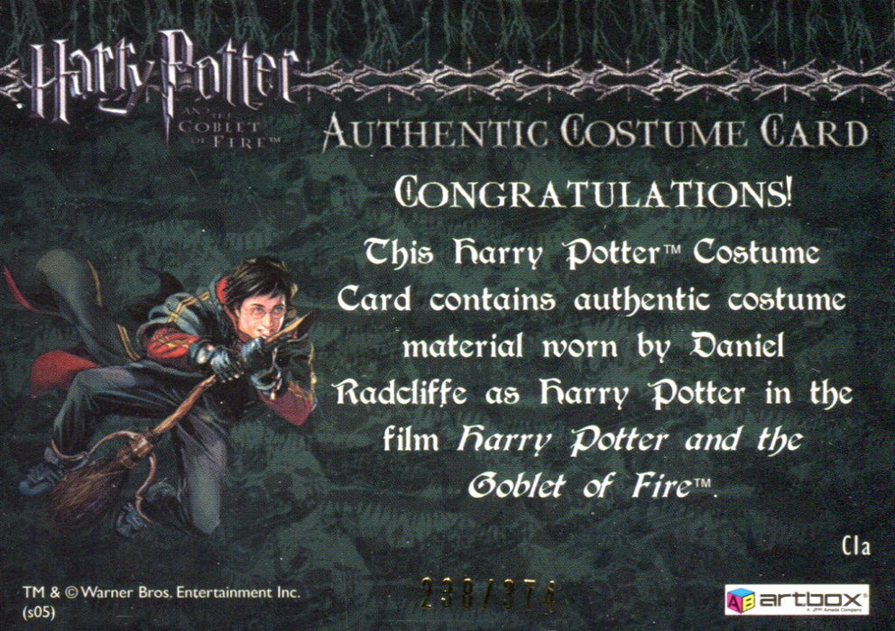 Harry Potter Goblet Fire Harry Potter Incentive Costume Card HP C1a #238/374   - TvMovieCards.com
