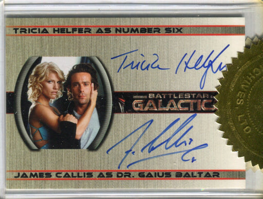 Battlestar Galactica Season One Tricia Helfer James Callis Double Autograph Card   - TvMovieCards.com
