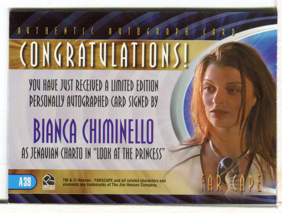 Farscape Through the Wormhole Bianca Chiminello Binder Autograph Card A39   - TvMovieCards.com